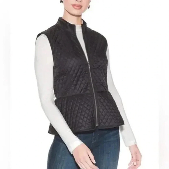 WHITE HOUSE BLACK MARKET WHBM EUC WOMENS BLACK VEST ZIPPERED LINED JACKET SZ S - Picture 1 of 5